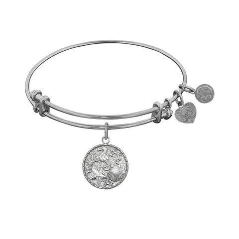 Stipple Finish Brass The Sea Angelica Bangle Bracelet, 7.25"