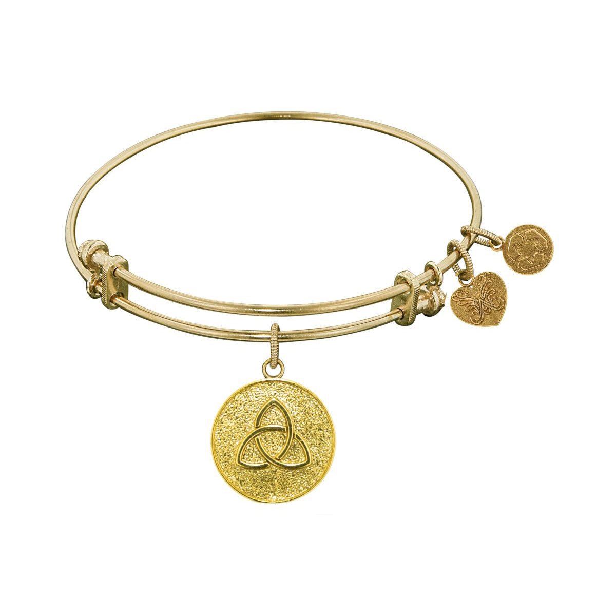 Stipple Finish Brass Triquetra Angelica Bangle Bracelet, 7.25"