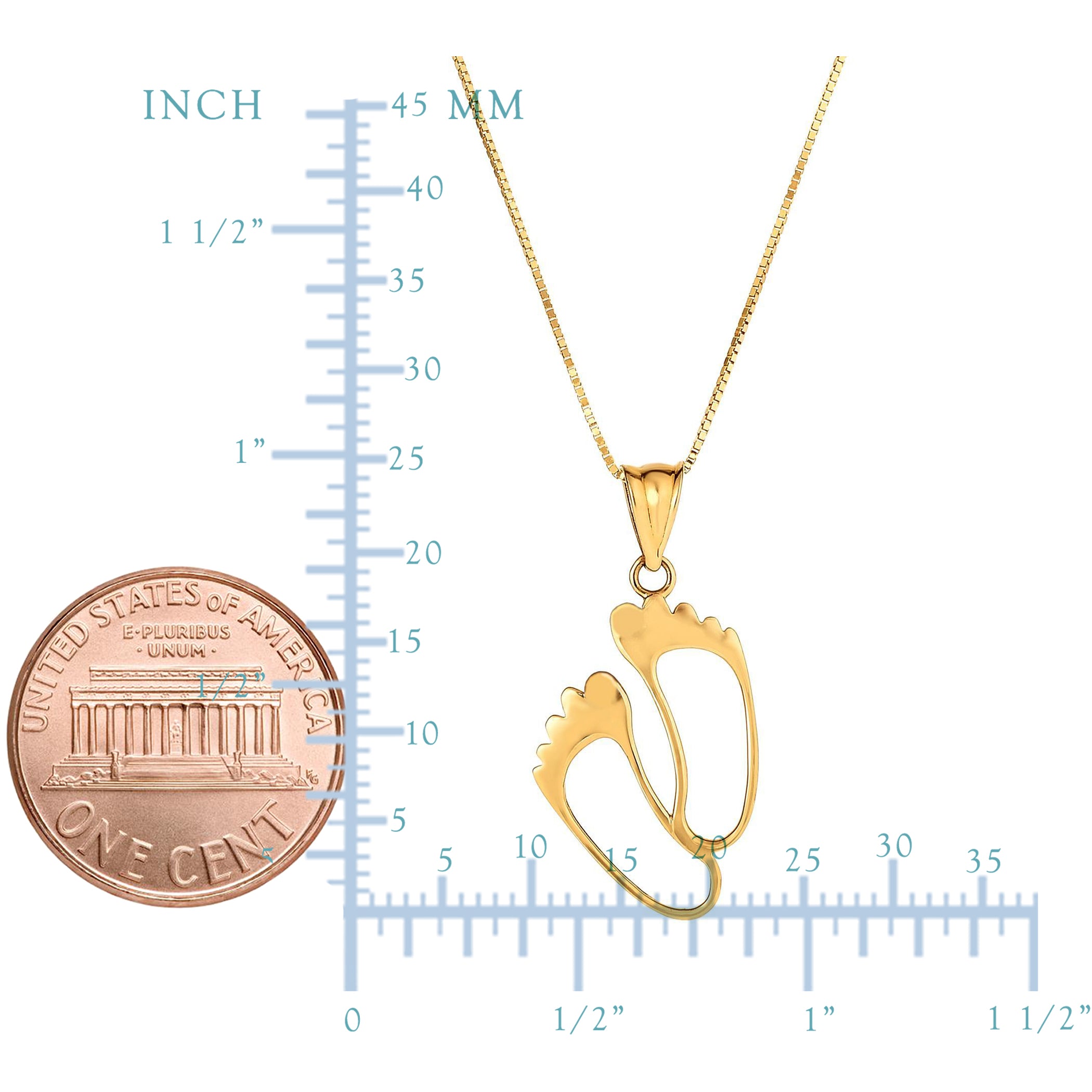 14k Yellow Gold Set of Foot Summer Necklace,18" fine designer jewelry for men and women