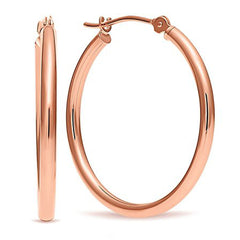 14k Rose Gold 4mm Polished Round Tube Hoop Earrings fine designer jewelry for men and women