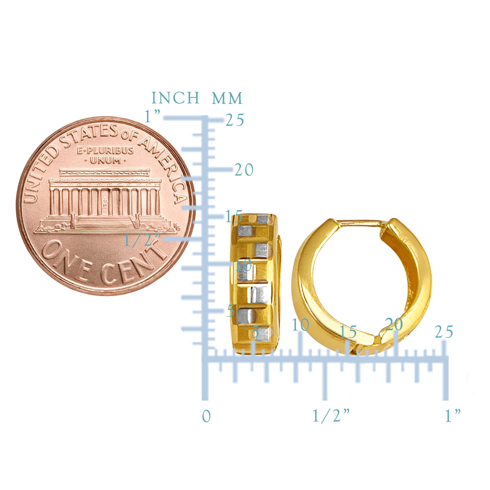 14K Yellow Gold Textured Snuggable Earrings, Diameter 15mm fine designer jewelry for men and women