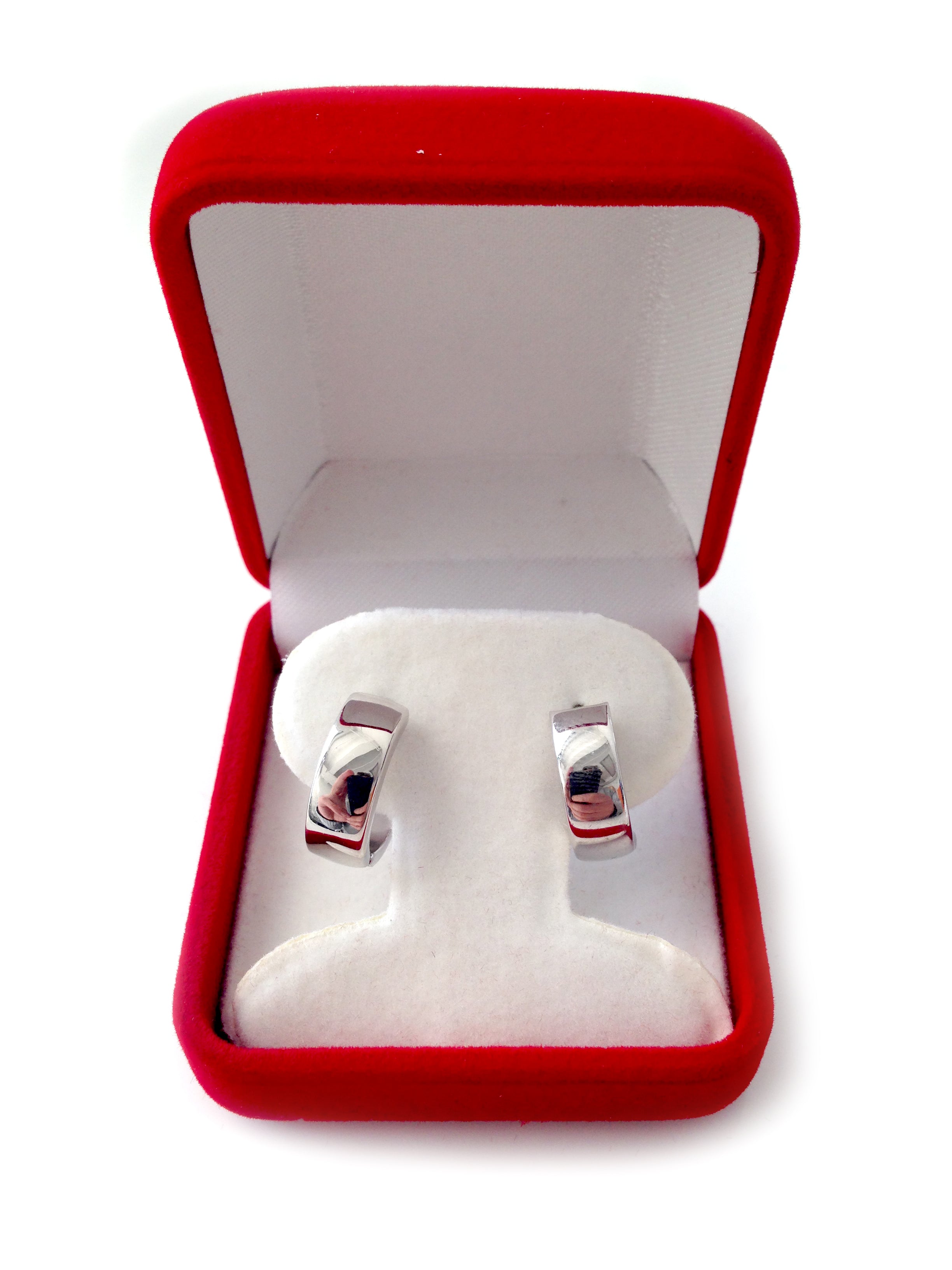 14k White Gold Snuggable Huggie Earrings, Diameter 15mm fine designer jewelry for men and women