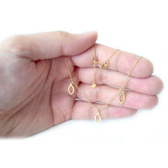 Triple Dangle Marquise Charm Choker 14k Yellow Gold Necklace, 16" Adjustable