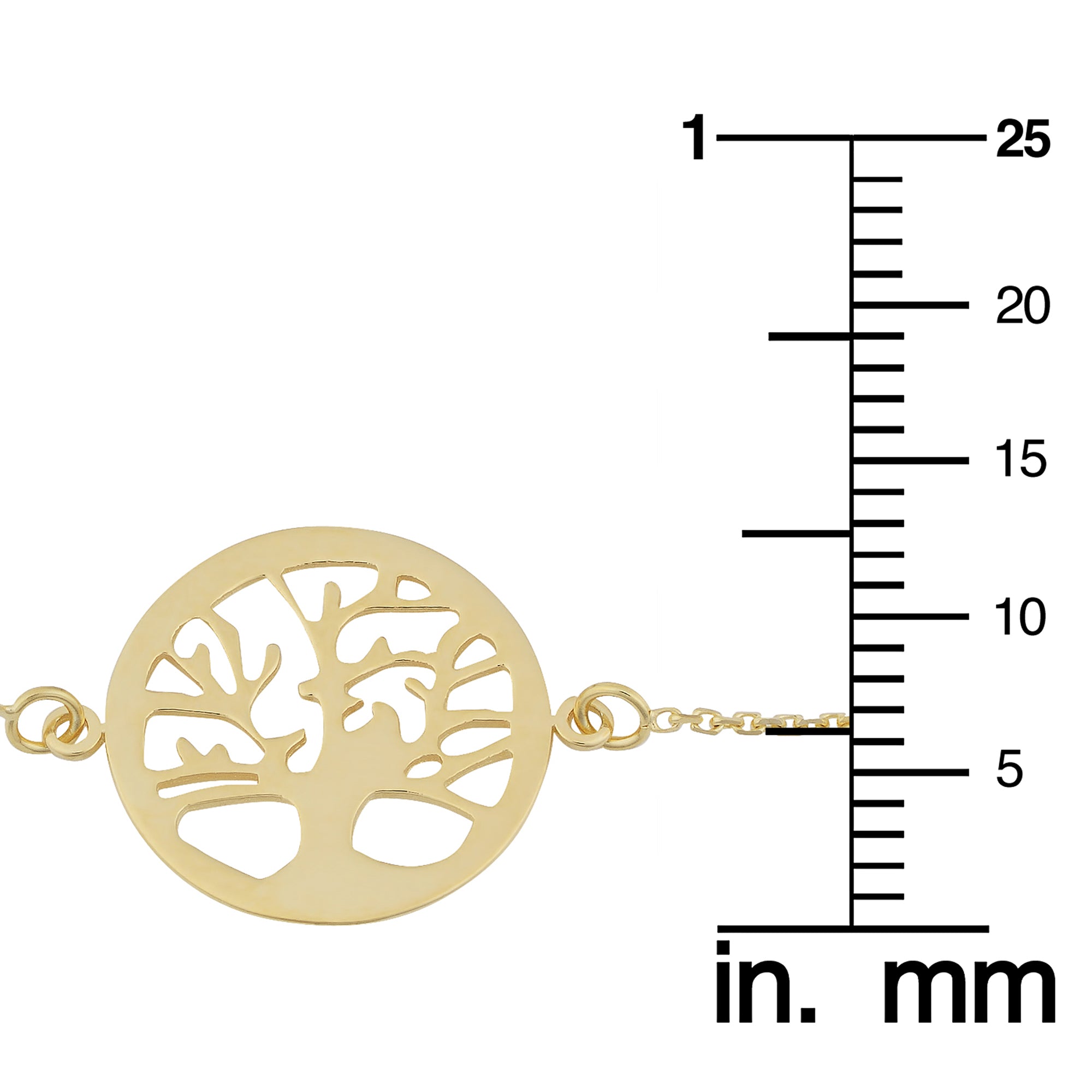 14k Yellow Gold Tree Of Life Adjustable Womens Bracelet, 7.5"