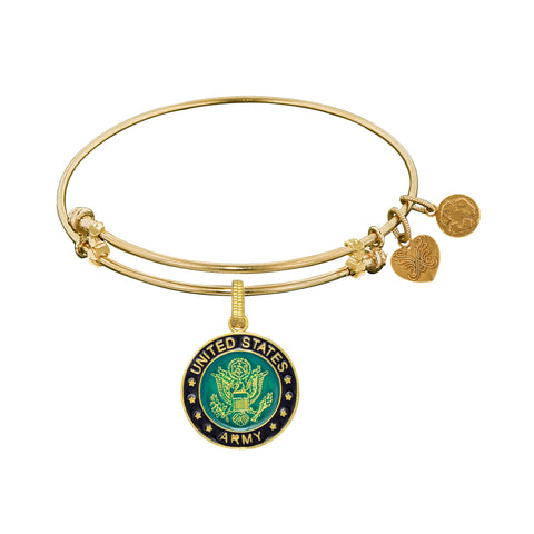 U.S. Army With Enamel Charm Expandable Bangle Bracelet, 7.25"