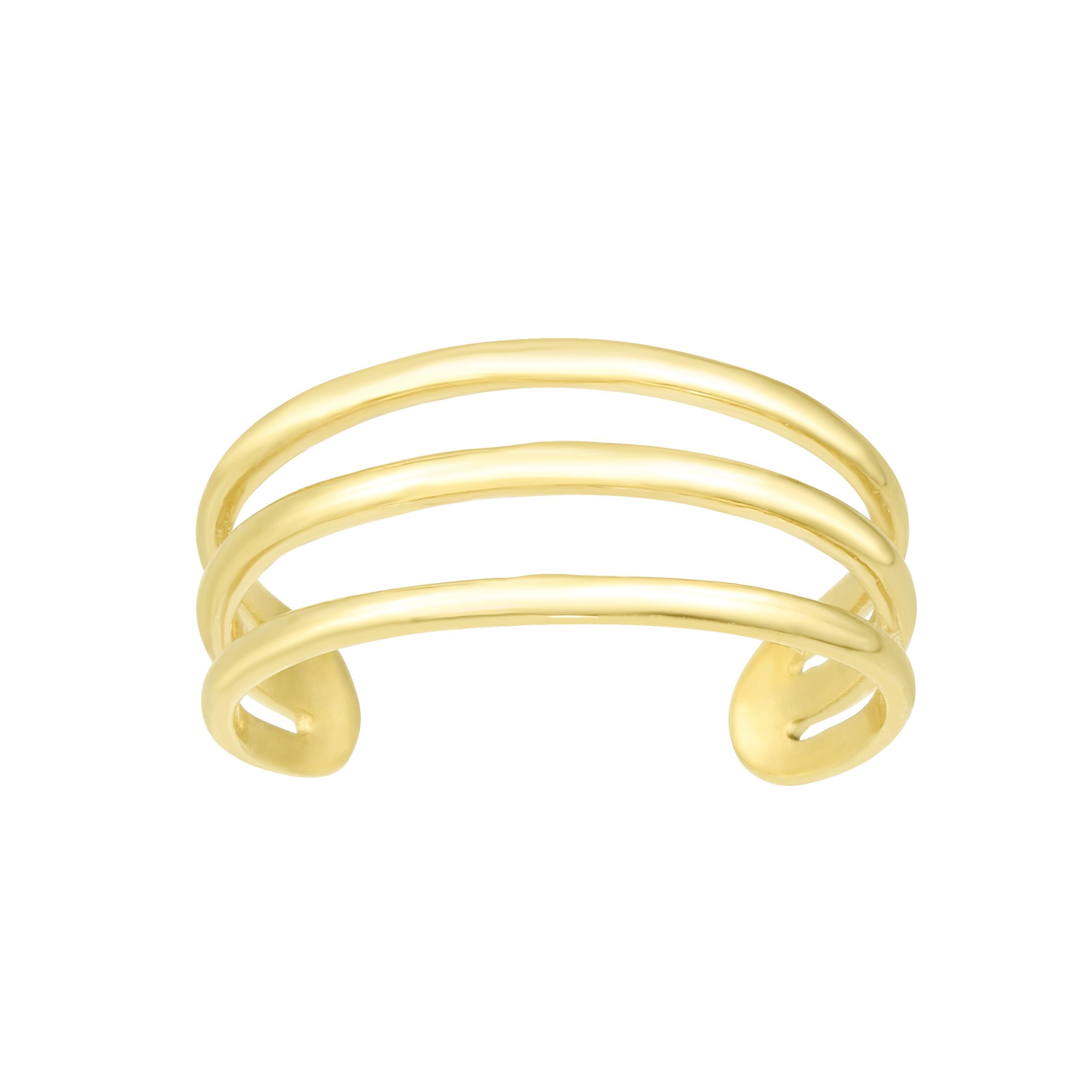 14K Yellow Gold Triple Bar Adjustable Toe Ring 6.5mm fine designer jewelry for men and women