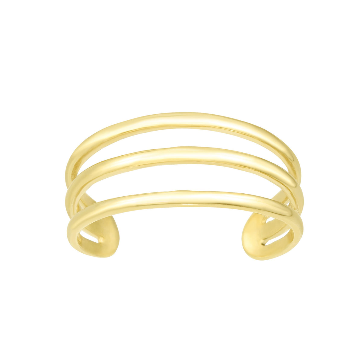 14K Yellow Gold Triple Bar Adjustable Toe Ring 6.5mm fine designer jewelry for men and women