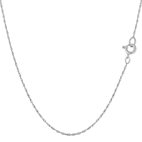 14k White Gold Rope Chain Necklace, 0.5mm