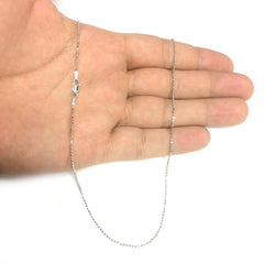 14k White Gold Diamond Cut Bead Chain Necklace, 1.2mm fine designer jewelry for men and women