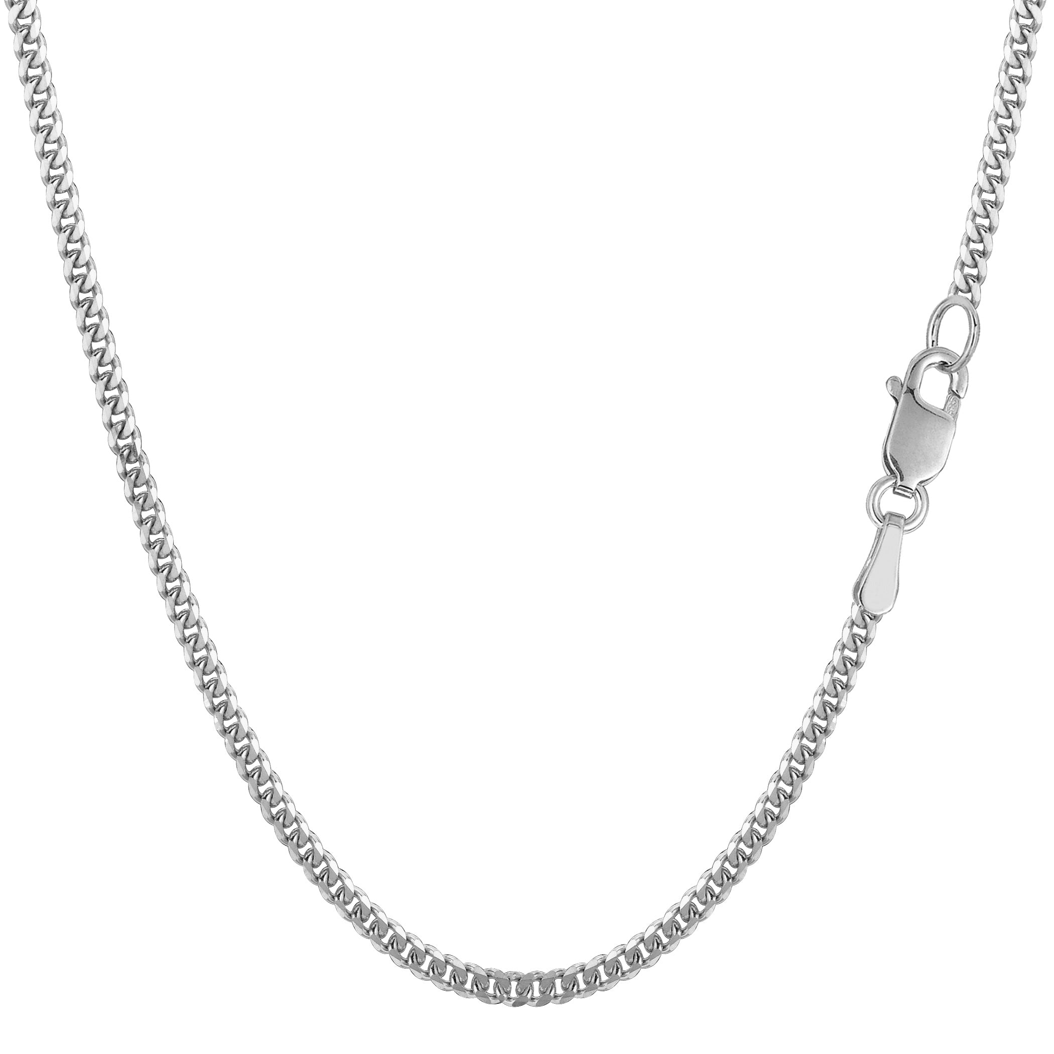 14k White Gold Gourmette Chain Necklace, 2.0mm fine designer jewelry for men and women
