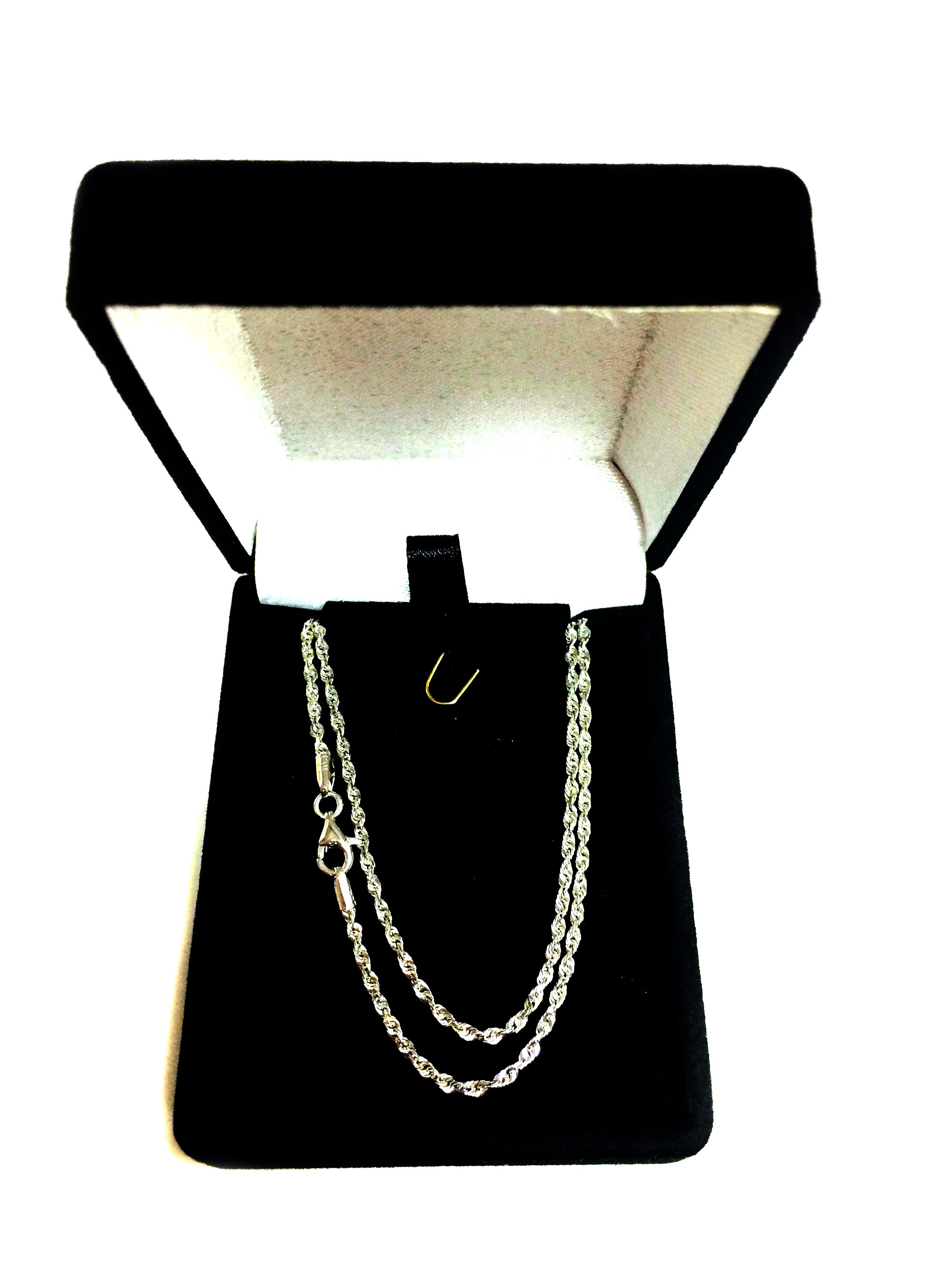 14k White Solid Gold Diamond Cut Rope Chain Necklace, 2.0mm
