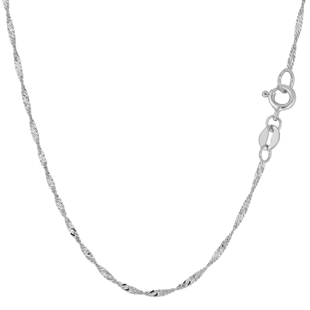 14k White Gold Singapore Chain Necklace, 1.5mm fine designer jewelry for men and women