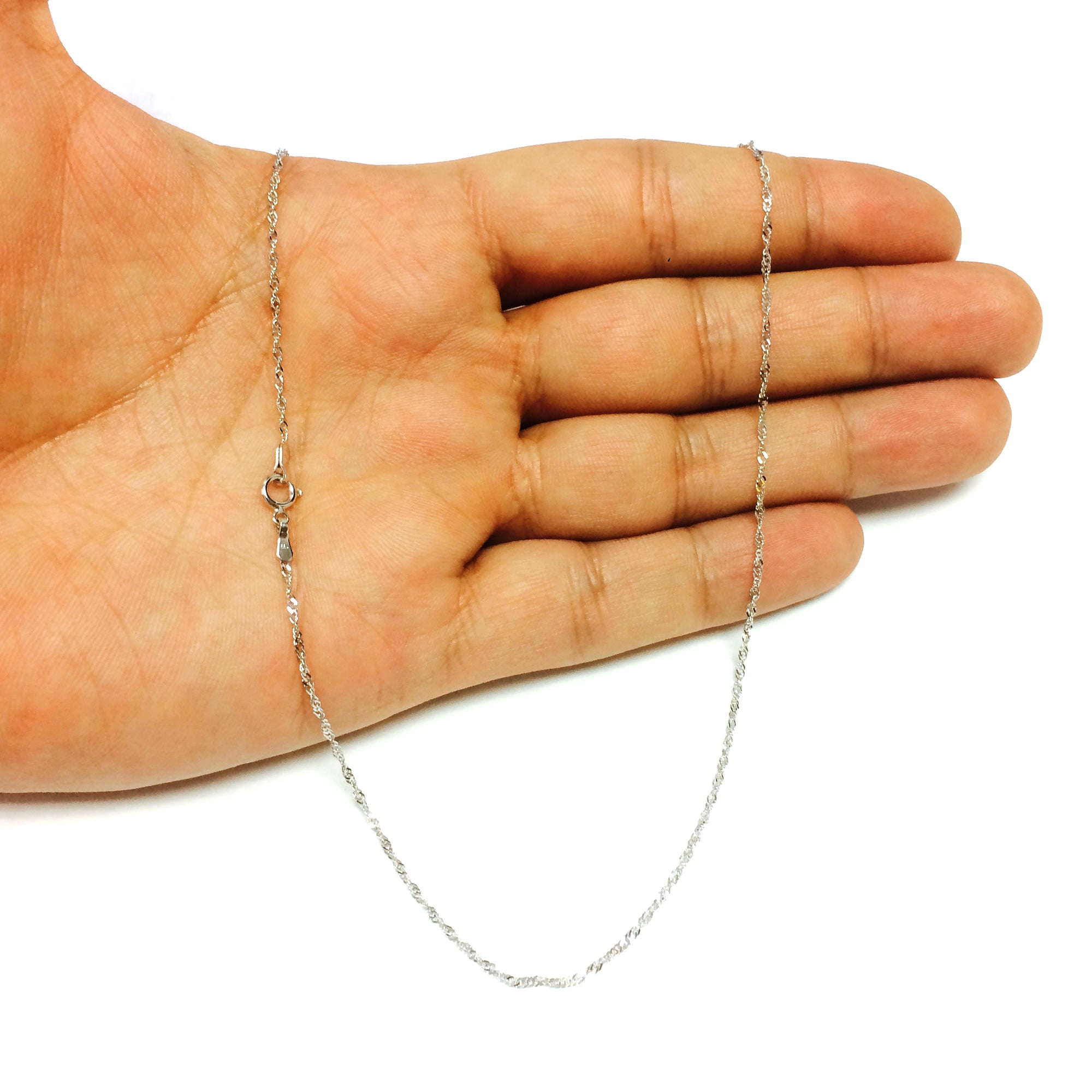14k White Gold Singapore Chain Bracelet, 1.5mm, 10" fine designer jewelry for men and women