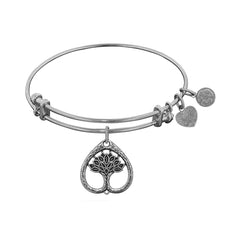 Stipple Finish Brass Tree Of Life Angelica Bangle Bracelet, 7.25" fine designer jewelry for men and women