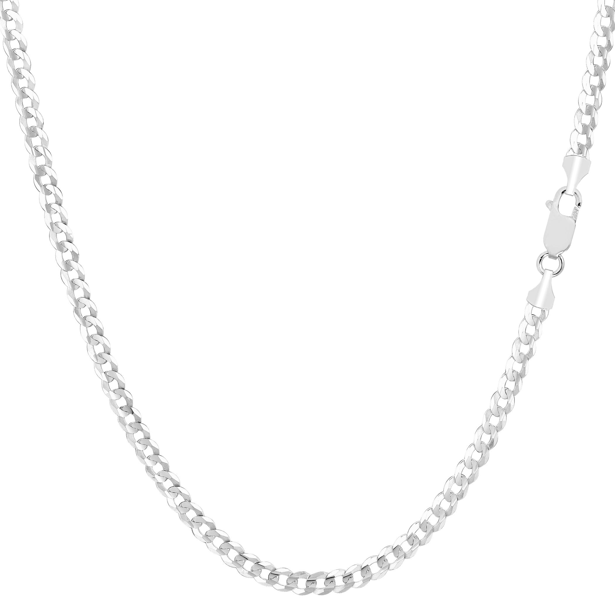 14k White Solid Gold Comfort Curb Chain Bracelet, 2.7mm, 10" fine designer jewelry for men and women