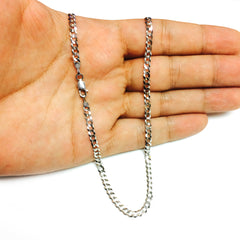 14k White Solid Gold Comfort Curb Chain Bracelet, 3.6mm, 7" fine designer jewelry for men and women