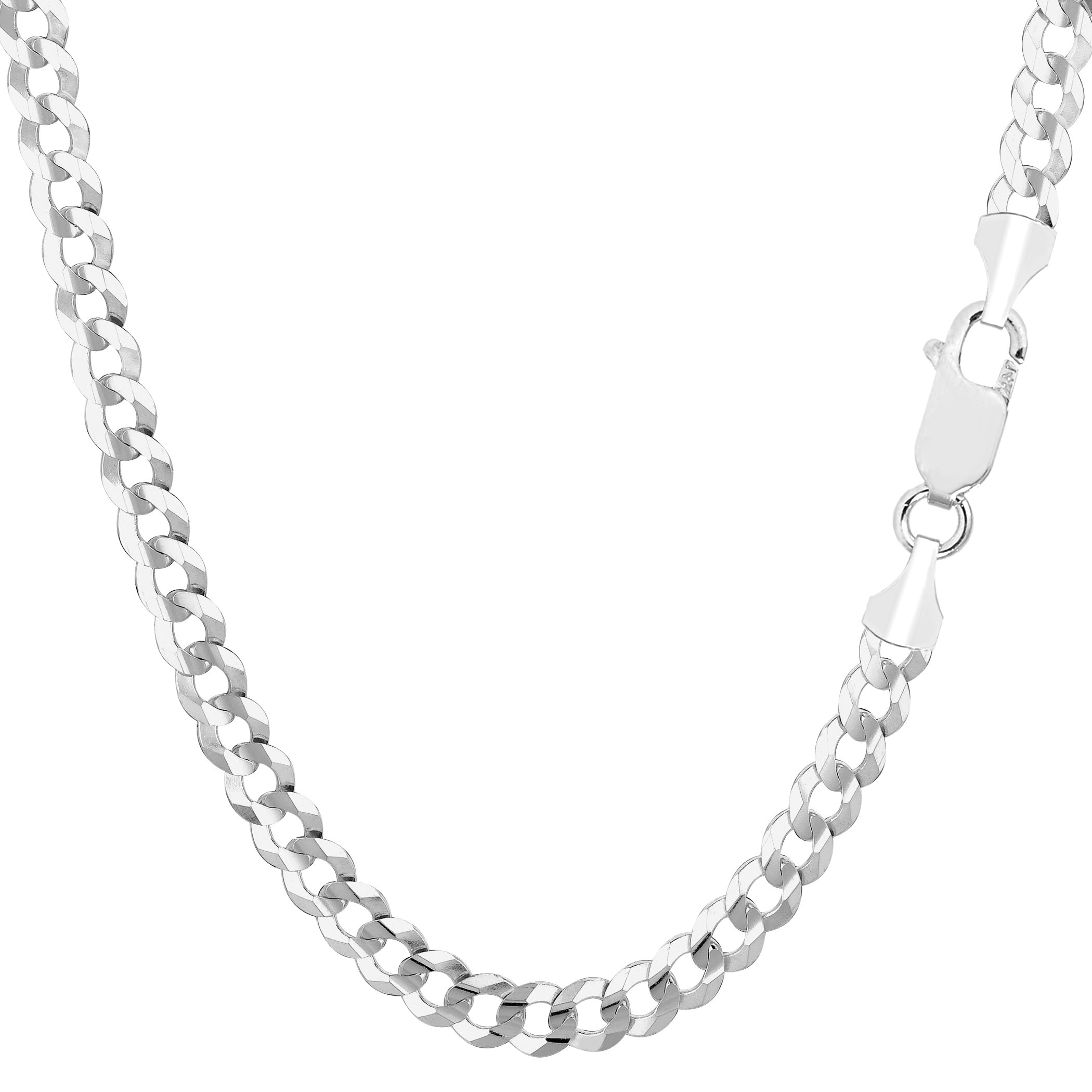 14k White Gold Comfort Curb Chain Necklace, 4.7mm fine designer jewelry for men and women