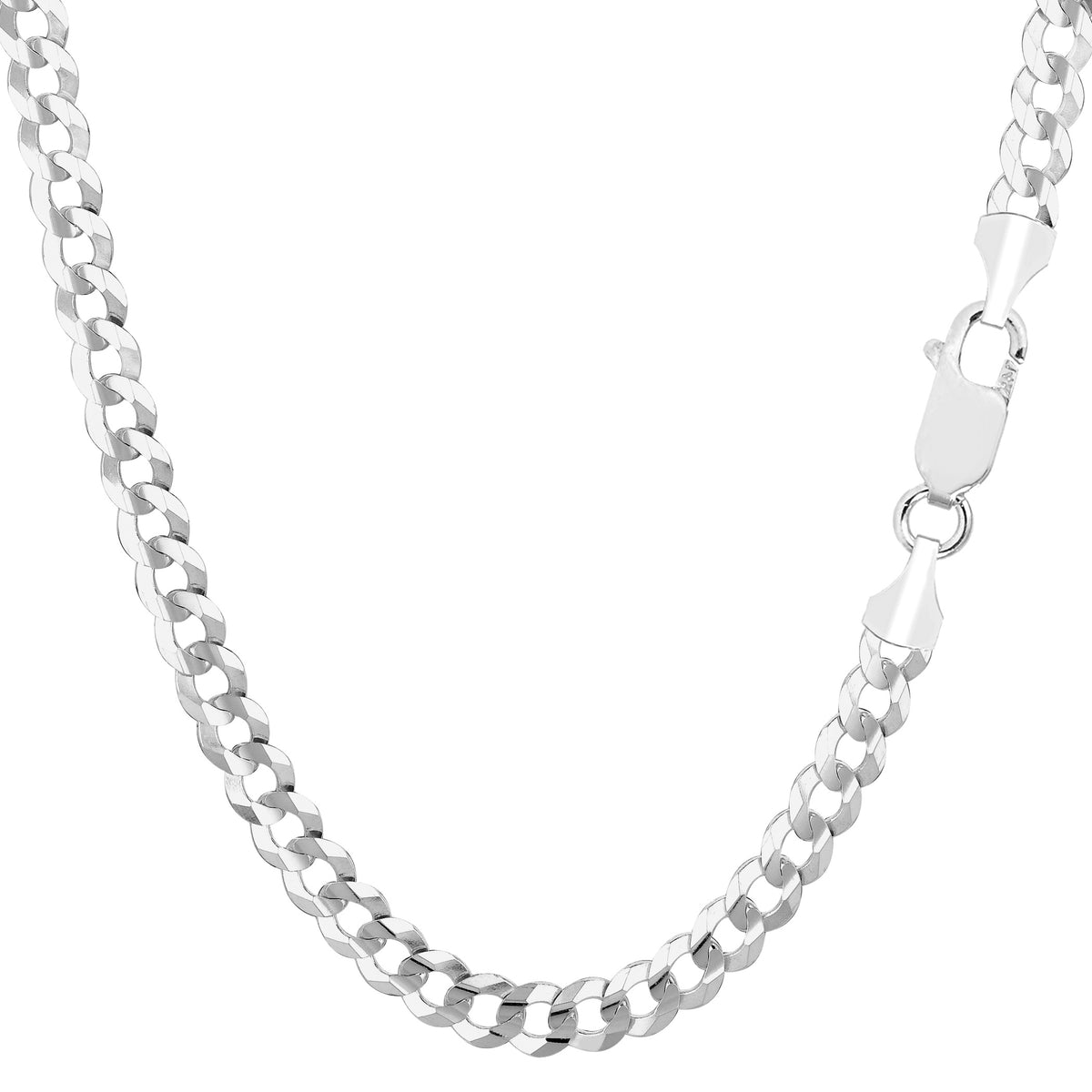 14k White Gold Comfort Curb Chain Necklace, 4.7mm fine designer jewelry for men and women