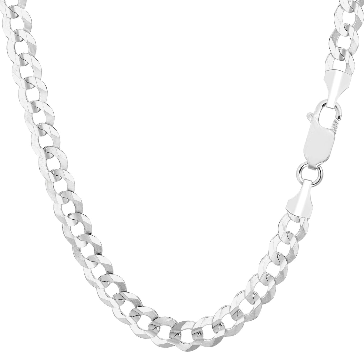 14k White Gold Comfort Curb Chain Necklace, 5.7mm fine designer jewelry for men and women