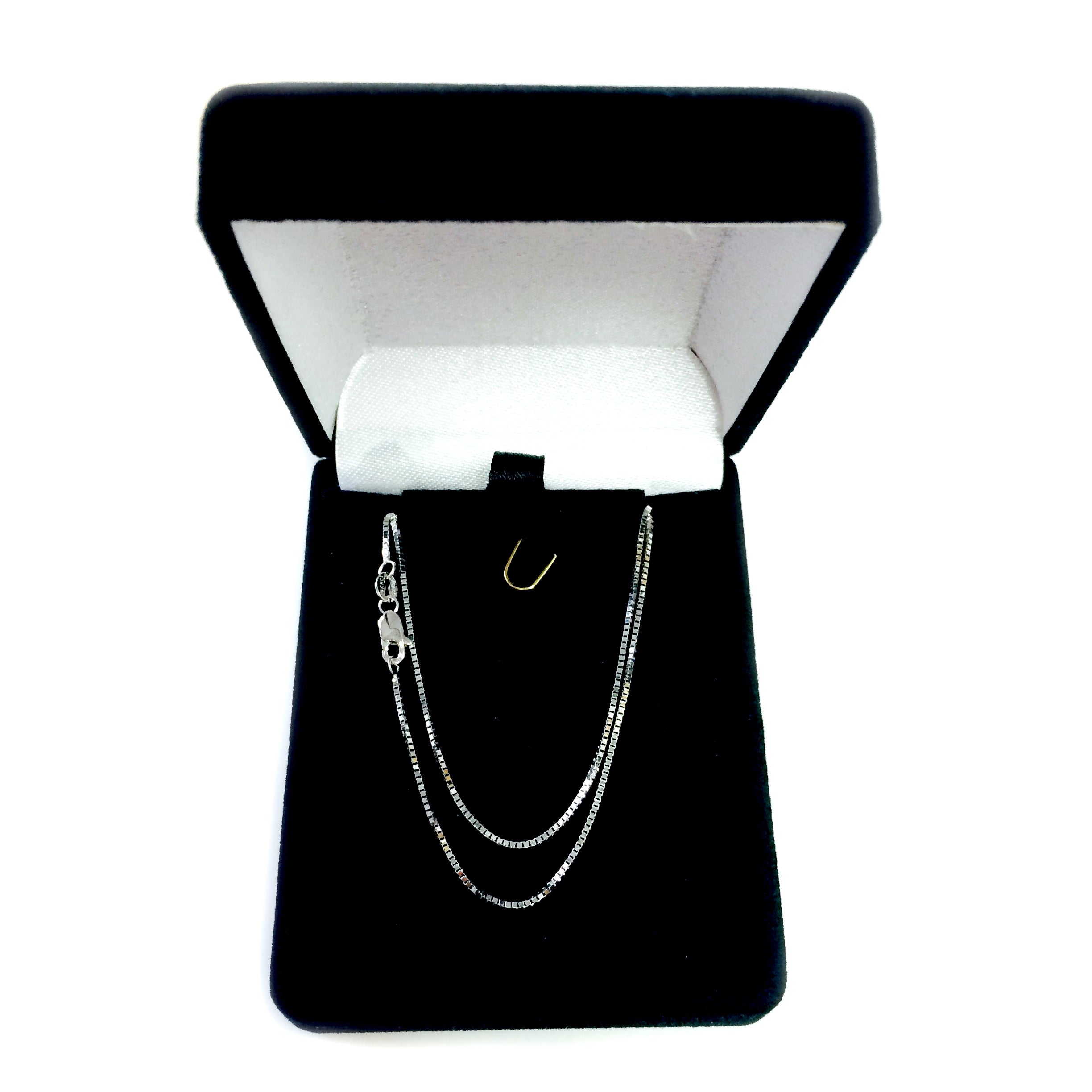 14k White Solid Gold Mirror Box Chain Necklace, 0.8mm fine designer jewelry for men and women