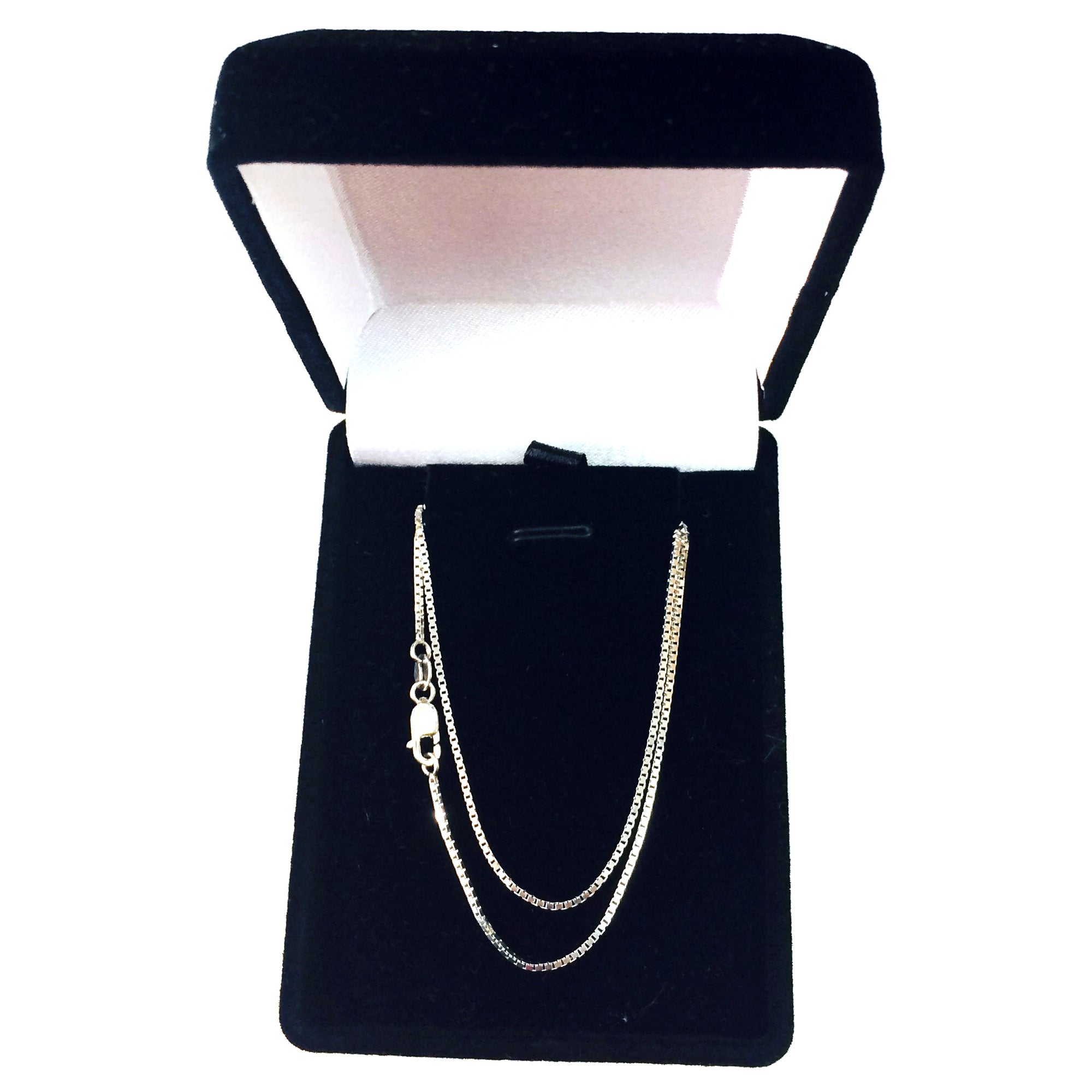 14k White Solid Gold Mirror Box Chain Necklace, 1.0mm fine designer jewelry for men and women
