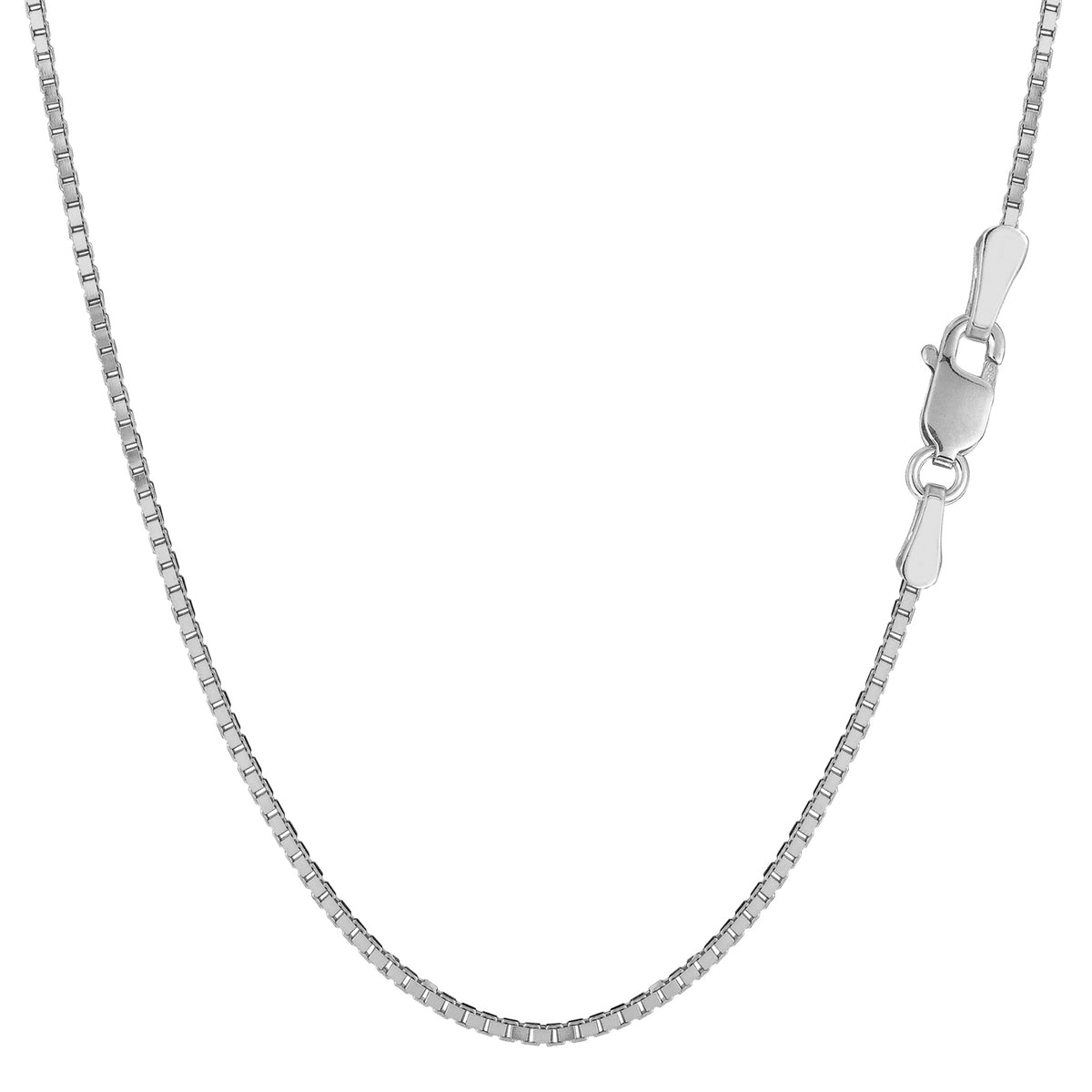 14k White Solid Gold Mirror Box Chain Necklace, 1.2mm fine designer jewelry for men and women