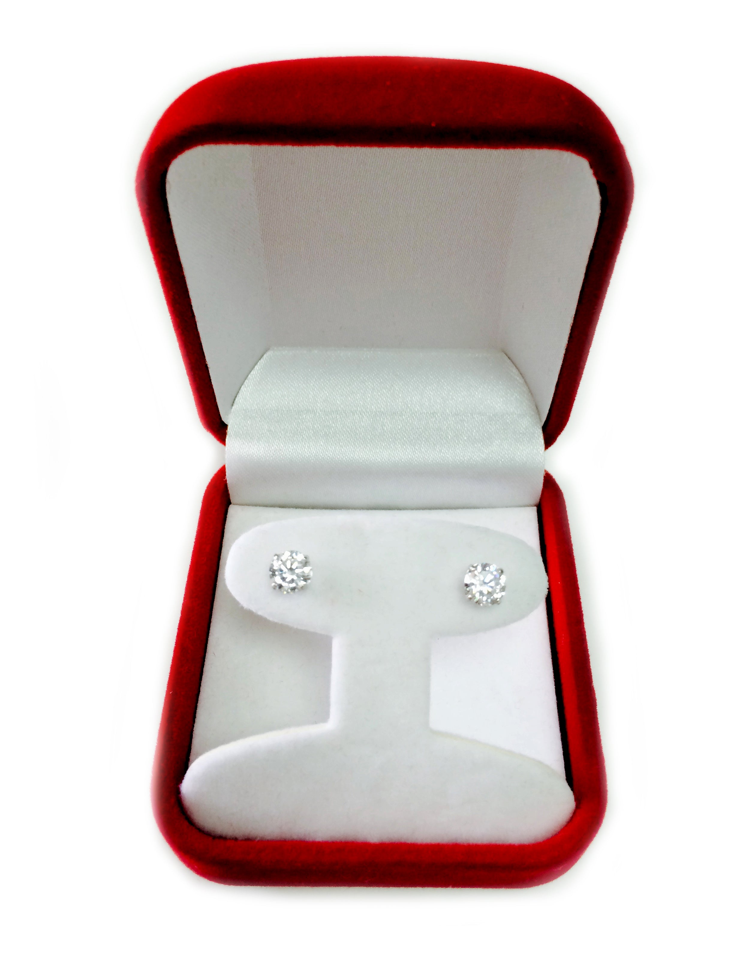 14k White Gold Round Cut White Cubic Zirconia Stud Earrings fine designer jewelry for men and women