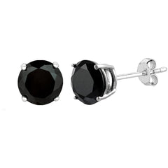 14k White Gold Round Black Cubic Zirconia Stud Earrings fine designer jewelry for men and women