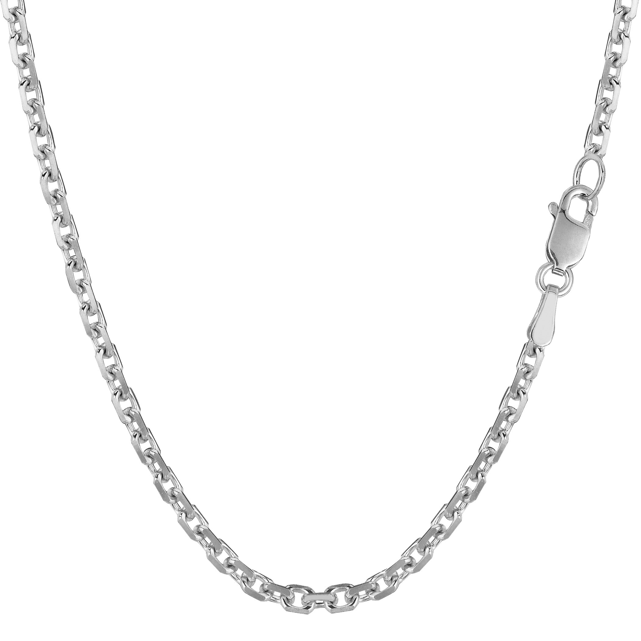 14k White Gold Cable Link Chain Necklace, 3.1mm fine designer jewelry for men and women
