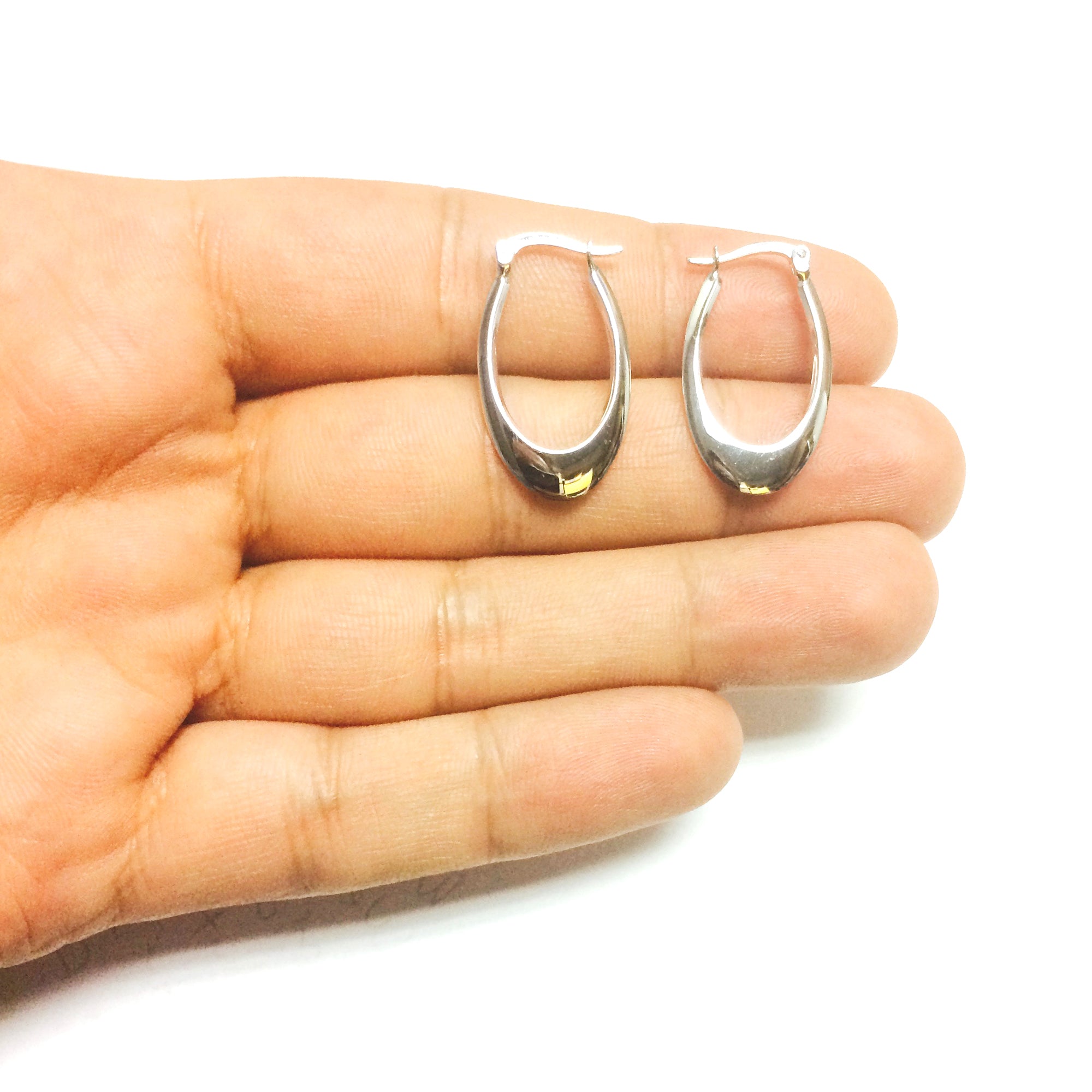 14K Gold Graduated Puffed Open Oval Hoop Earring fine designer jewelry for men and women