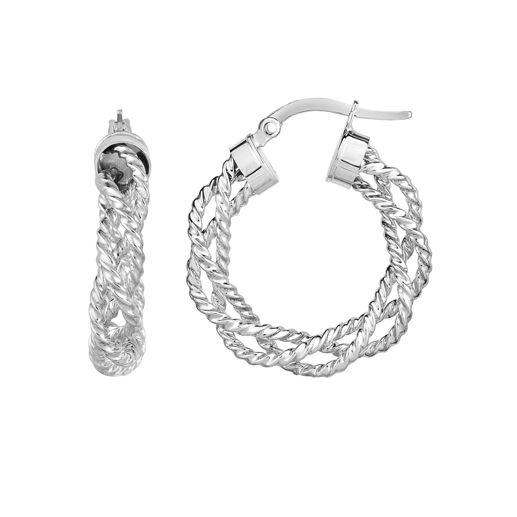 14K Gold Twisted Hoop Earring, Diameter 22mm fine designer jewelry for men and women