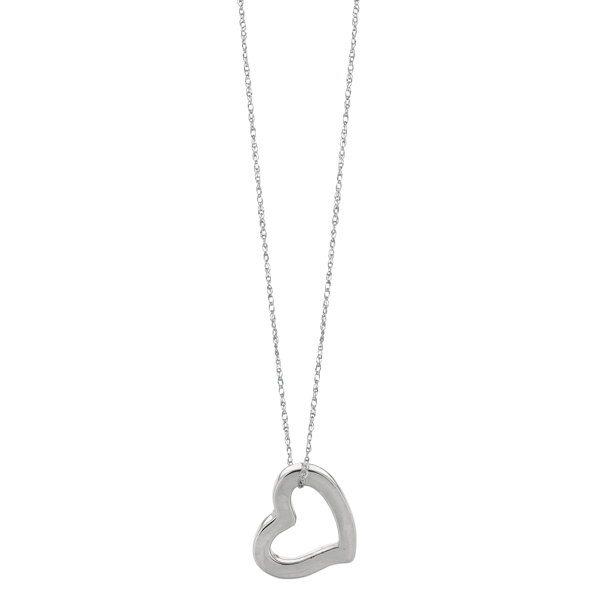 14k Gold Heart Shaped Tube Pendant Necklace, 18" fine designer jewelry for men and women