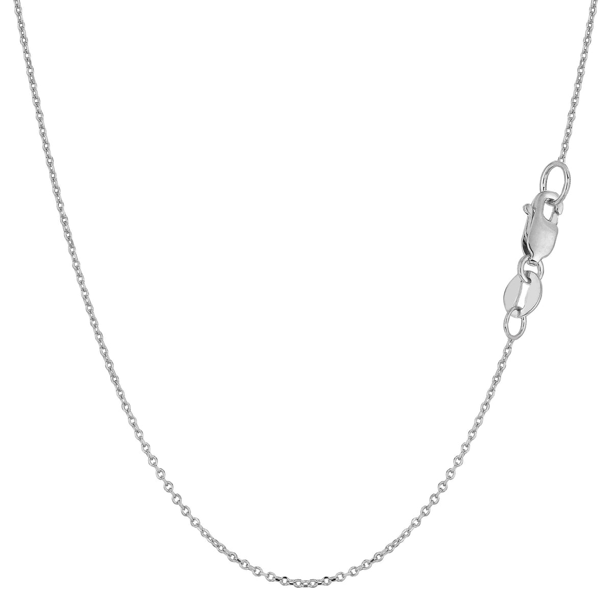 14k White Gold Round Cable Link Chain Necklace, 1.1mm fine designer jewelry for men and women