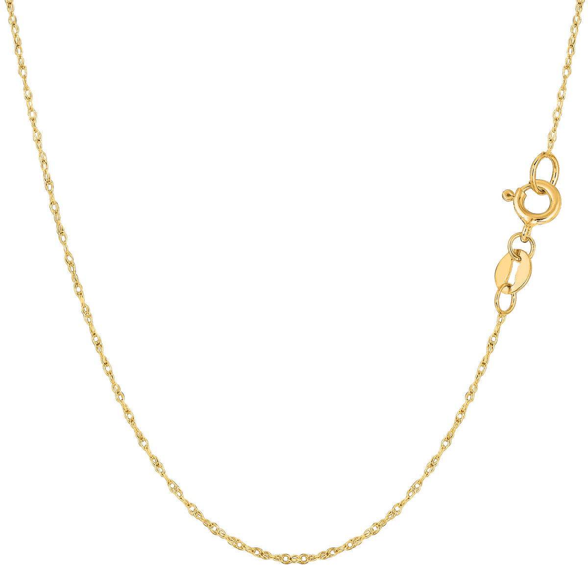 10k Yellow Gold Rope Chain Necklace, 0.6mm fine designer jewelry for men and women