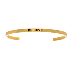Intuitions Stainless Steel BELIEVE Diamond Accent Cuff Bangle Bracelet fine designer jewelry for men and women
