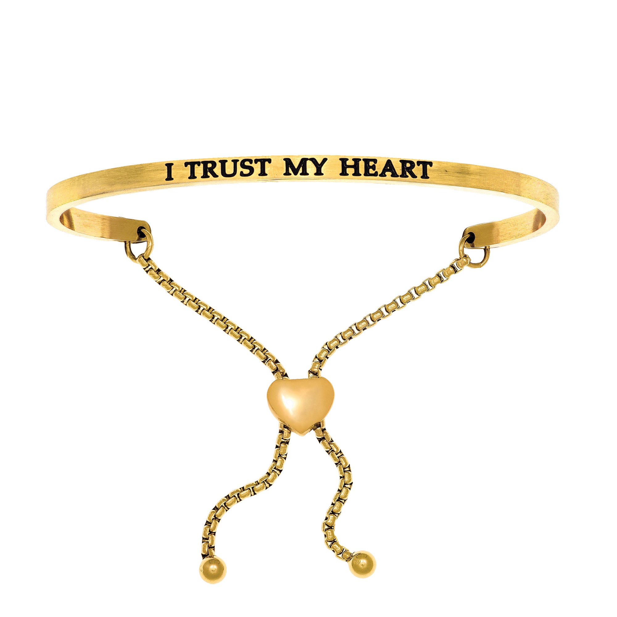 Intuitions Stainless Steel I TRUST MY HEART Diamond Accent Adjustable Bracelet fine designer jewelry for men and women