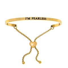 Intuitions Stainless Steel I’M FEARLESS Diamond Accent Adjustable Bracelet fine designer jewelry for men and women