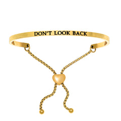 Intuitions Stainless Steel DON’T LOOK BACK Diamond Accent Adjustable Bracelet fine designer jewelry for men and women