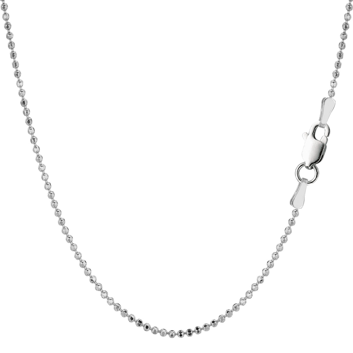 Sterling Silver Rhodium Plated Bead Chain Necklace, 1,5mm fine designer jewelry for men and women