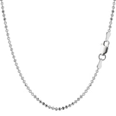 Sterling Silver Rhodium Plated Bead Chain Necklace, 1,8mm fine designer jewelry for men and women