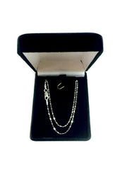 Sterling Silver Rhodium Plated And Diamond Cut Bead Chain Necklace, 1,5mm fine designer jewelry for men and women
