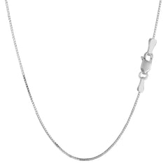 Sterling Silver Rhodium Plated Box Chain Necklace, 0.9mm fine designer jewelry for men and women