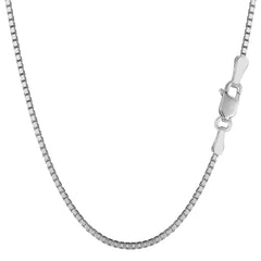 Sterling Silver Rhodium Plated Box Chain Necklace, 1,8mm fine designer jewelry for men and women