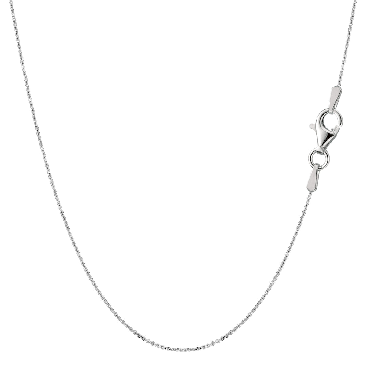Sterling Silver Rhodium Plated Cable Chain Necklace, 0.6mm fine designer jewelry for men and women