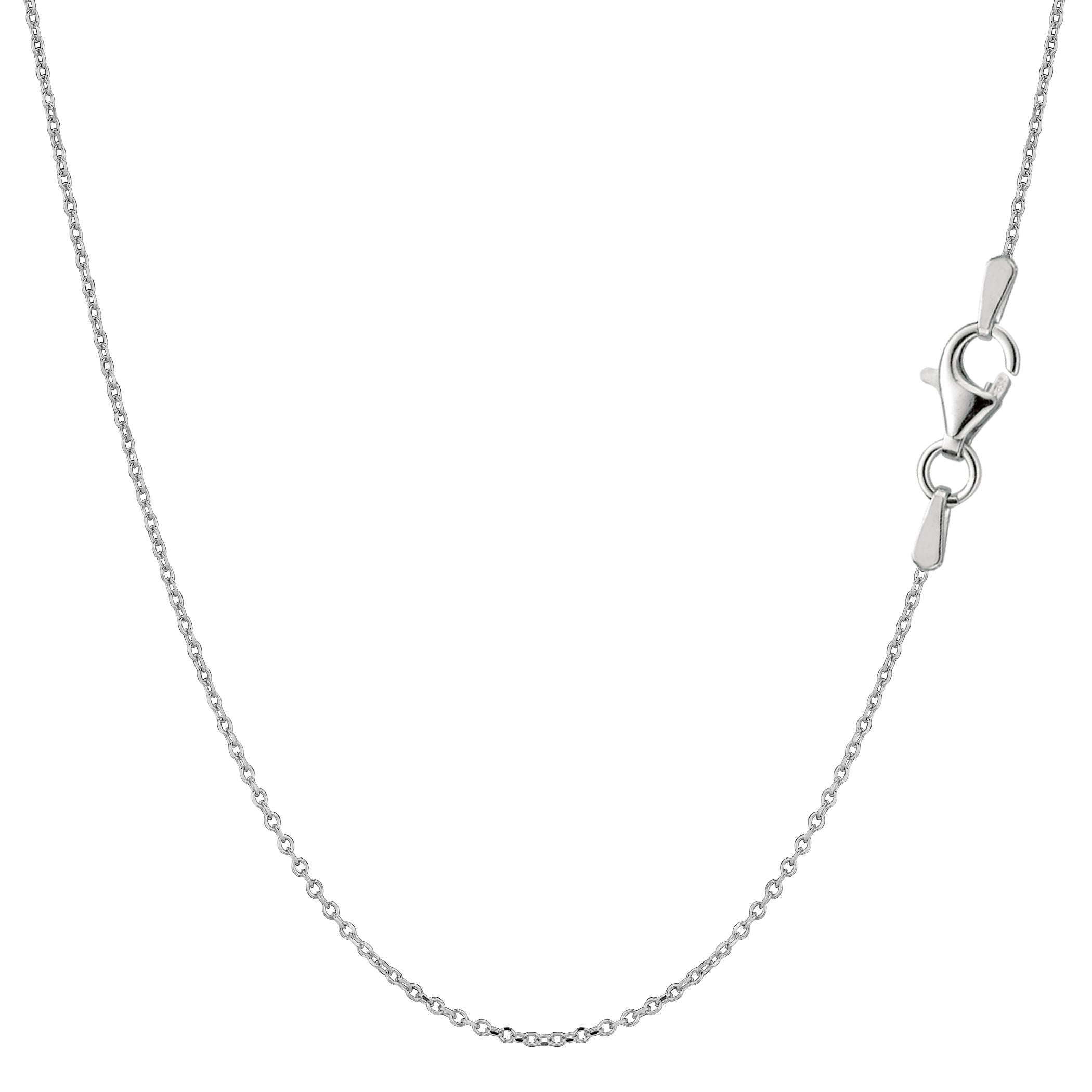 Sterling Silver Rhodium Plated Cable Chain Necklace, 0.8mm fine designer jewelry for men and women
