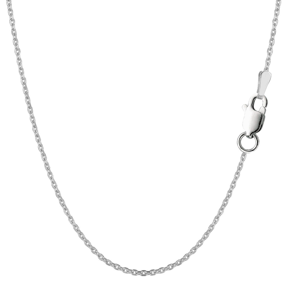 Sterling Silver Rhodium Plated Cable Chain Necklace, 1.4mm fine designer jewelry for men and women