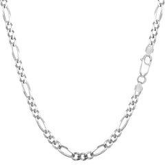 Sterling Silver Rhodium Plated Figaro Chain Necklace, 3.0mm fine designer jewelry for men and women