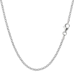 Sterling Silver Rhodium Plated Rolo Chain Necklace, 1,8mm fine designer jewelry for men and women