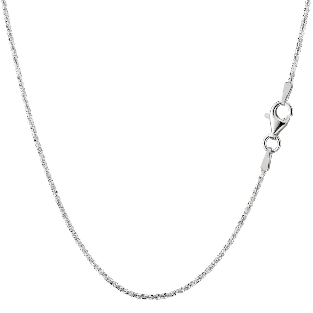 Sterling Silver Rhodium Plated Sparkle Chain Necklace, 1,5mm fine designer jewelry for men and women
