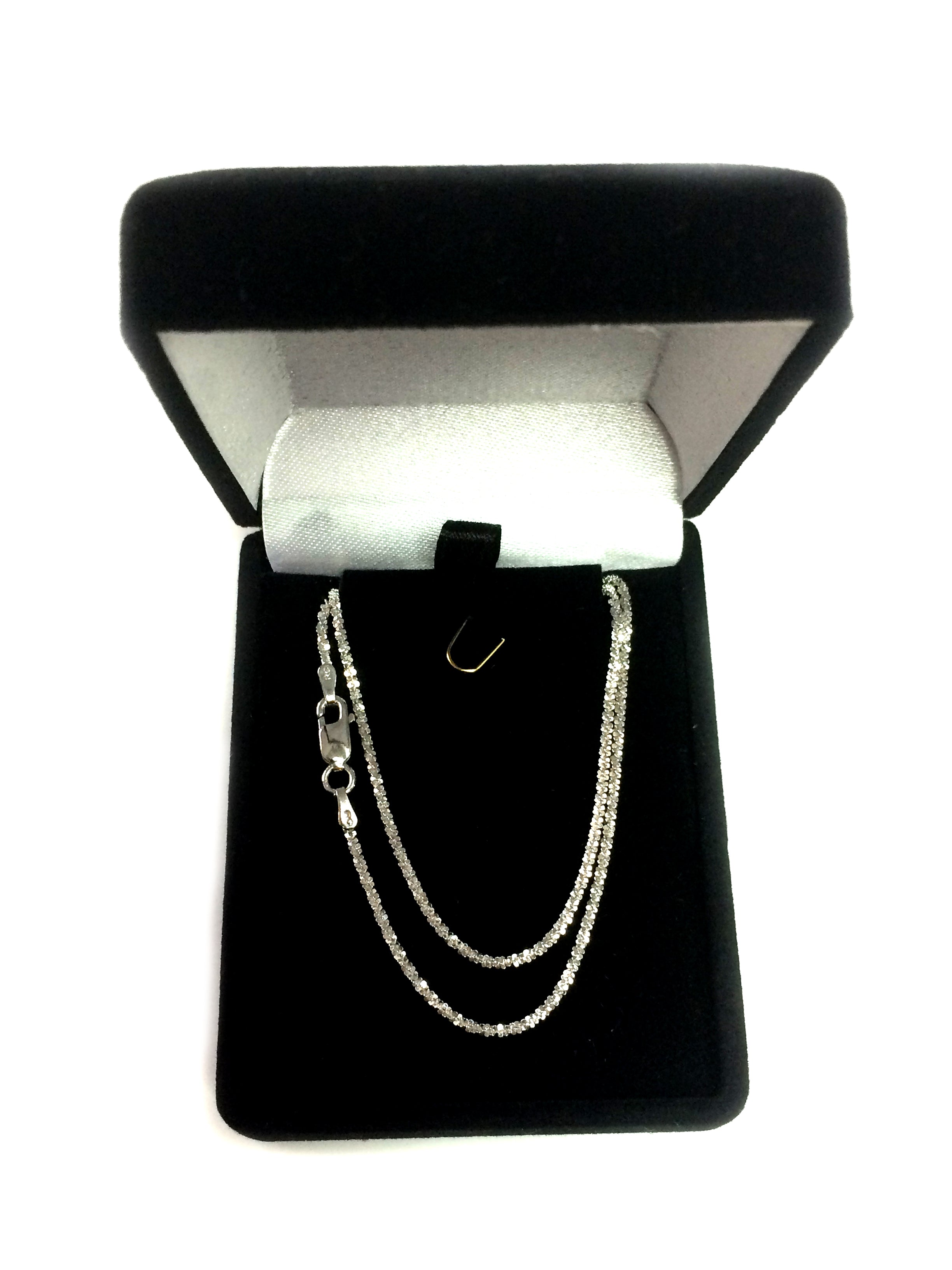 Sterling Silver Rhodium Plated Sparkle Chain Necklace, 1,5mm fine designer jewelry for men and women